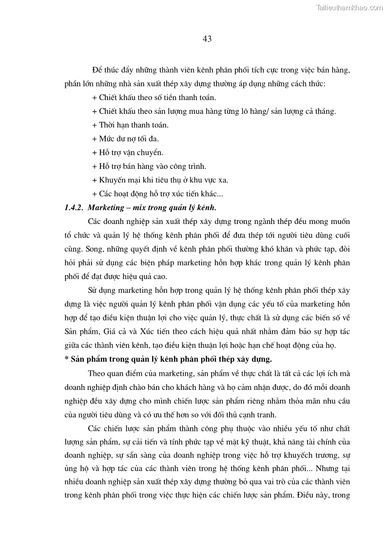 Luận án tiến sĩ kinh tế Quản trị kênh phân phối thép xây dựng của các doanh nghiệp sản xuất thép tại Việt Nam - 9 Trang 49