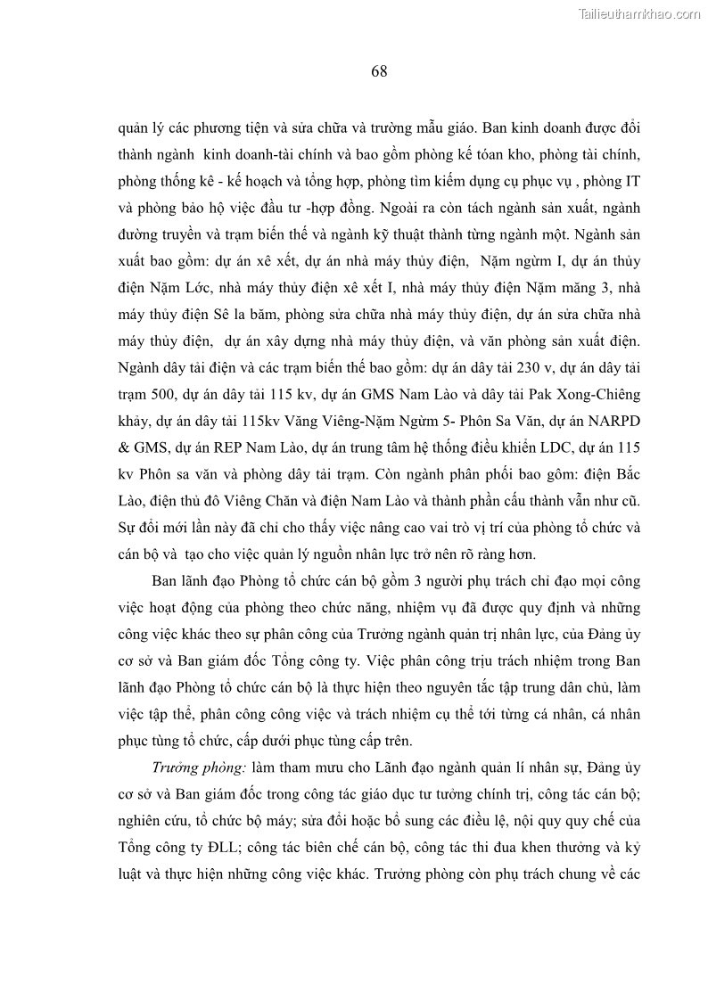 Luận án tiến sĩ kinh tế Quản trị nguồn nhân lực ở Tổng công ty Điện lực CHDCND Lào - Lý luận, thực tiễn và giải pháp - 13 Trang 73