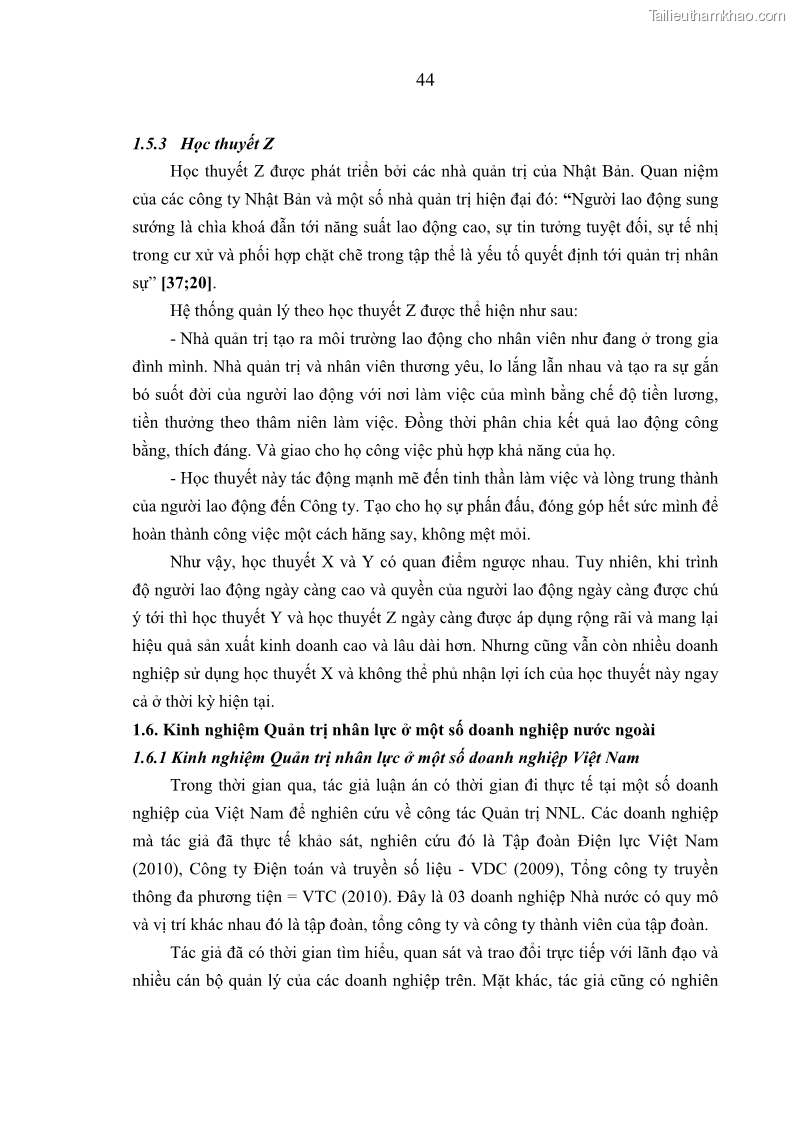 Luận án tiến sĩ kinh tế Quản trị nguồn nhân lực ở Tổng công ty Điện lực CHDCND Lào - Lý luận, thực tiễn và giải pháp - 9 Trang 49