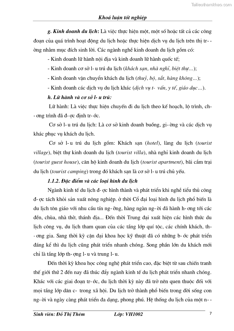 Khóa luận tốt nghiệp văn hóa du lịch Đề xuất một số giải pháp nhằm phát triển du lịch Kiến Thuỵ giai đoạn 2010 – 2015 - 2 Trang 7
