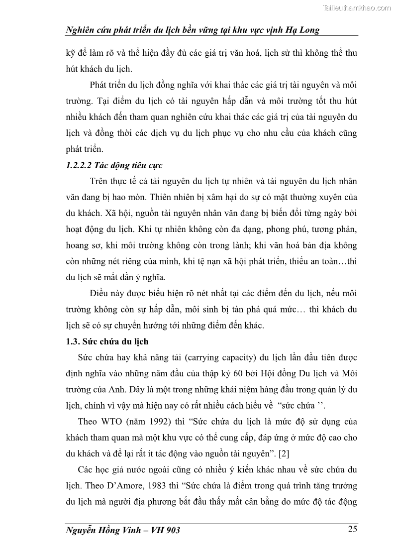 Khóa luận tốt nghiệp văn hóa du lịch Nghiên cứu phát triển du lịch bền vững tại khu vực vịnh Hạ Long - 5 Trang 25