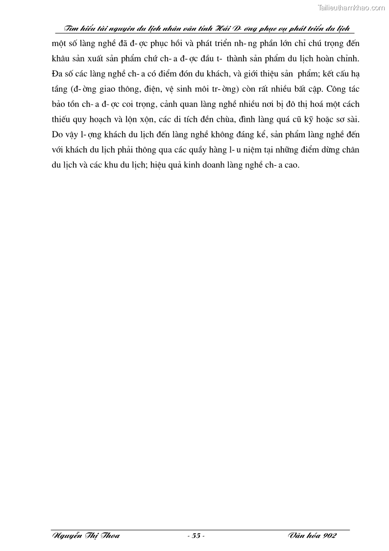 Khóa luận tốt nghiệp văn hóa du lịch Tìm hiểu tài nguyên du lịch nhân văn tỉnh Hải Dương phục vụ phát triển du lịch - 10 Trang 55