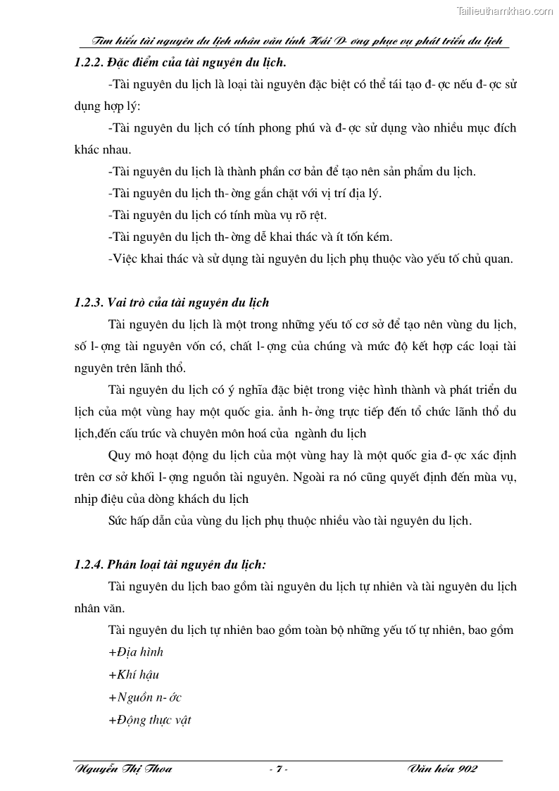 Khóa luận tốt nghiệp văn hóa du lịch Tìm hiểu tài nguyên du lịch nhân văn tỉnh Hải Dương phục vụ phát triển du lịch - 2 Trang 7