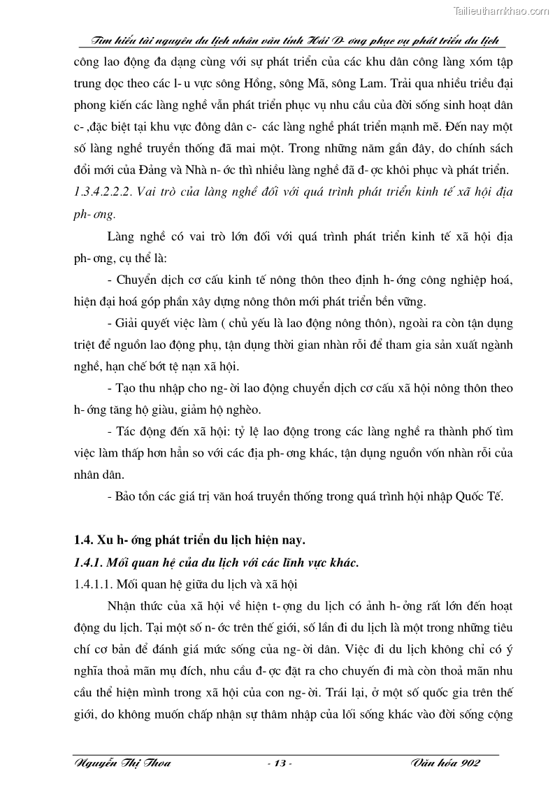Khóa luận tốt nghiệp văn hóa du lịch Tìm hiểu tài nguyên du lịch nhân văn tỉnh Hải Dương phục vụ phát triển du lịch - 3 Trang 13