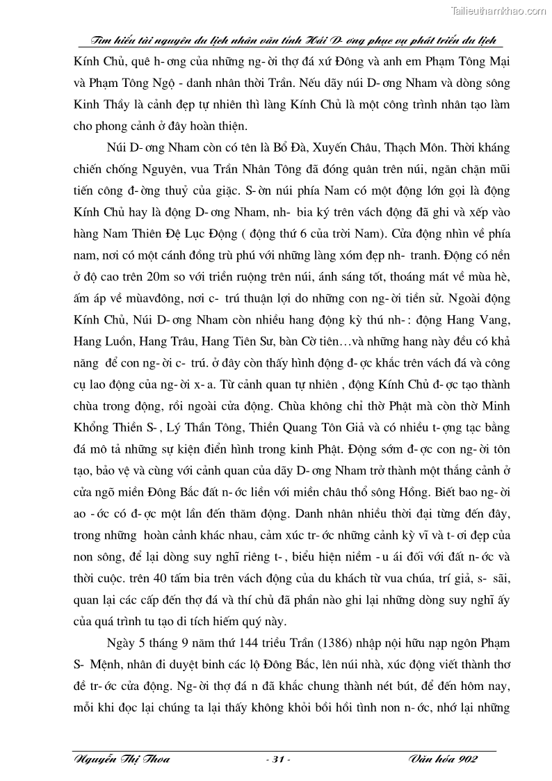 Khóa luận tốt nghiệp văn hóa du lịch Tìm hiểu tài nguyên du lịch nhân văn tỉnh Hải Dương phục vụ phát triển du lịch - 6 Trang 31