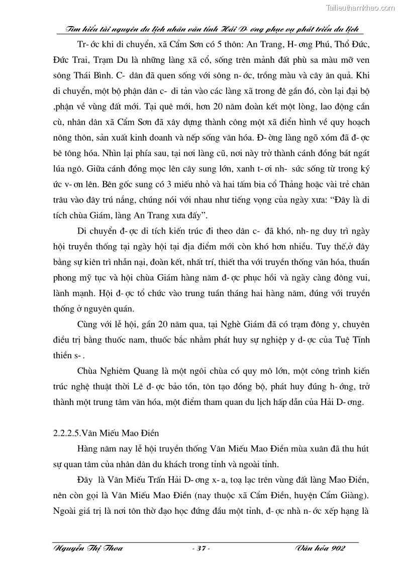 Khóa luận tốt nghiệp văn hóa du lịch Tìm hiểu tài nguyên du lịch nhân văn tỉnh Hải Dương phục vụ phát triển du lịch - 7 Trang 37