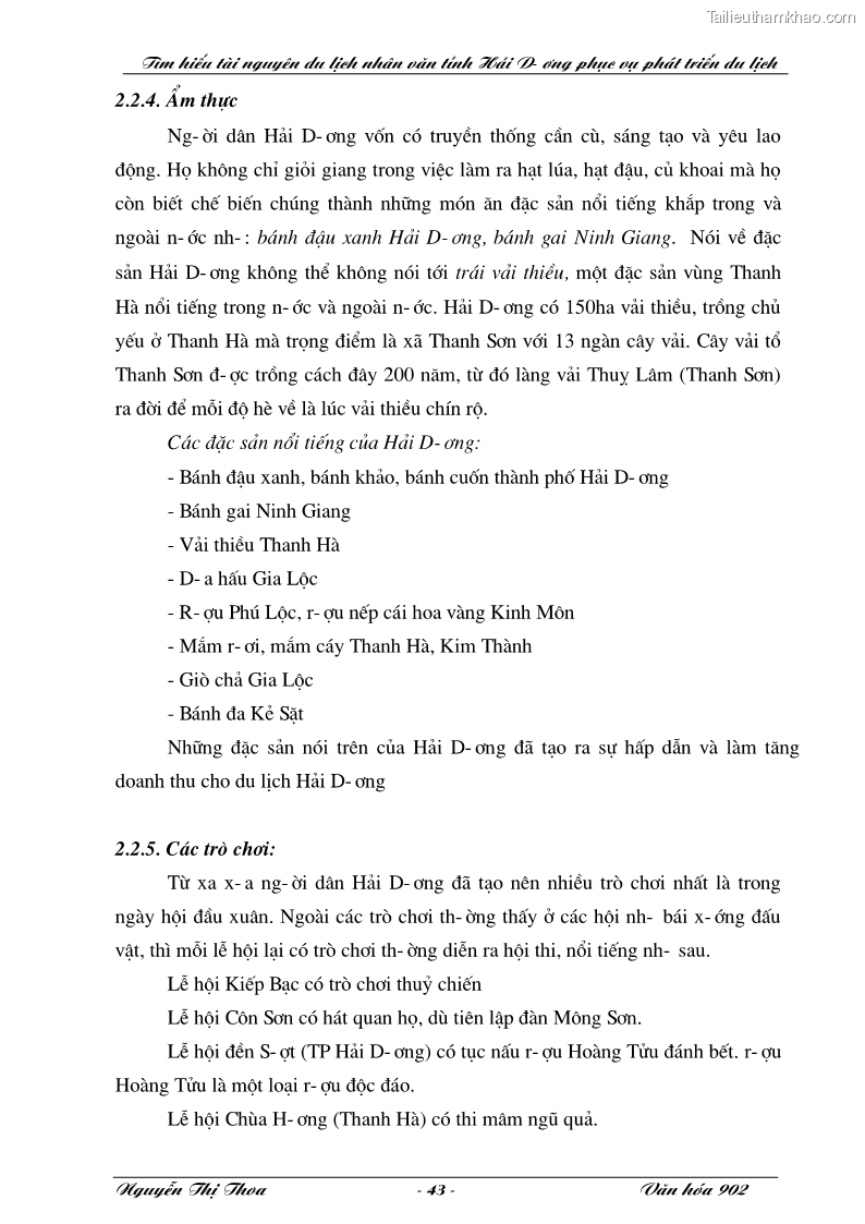 Khóa luận tốt nghiệp văn hóa du lịch Tìm hiểu tài nguyên du lịch nhân văn tỉnh Hải Dương phục vụ phát triển du lịch - 8 Trang 43