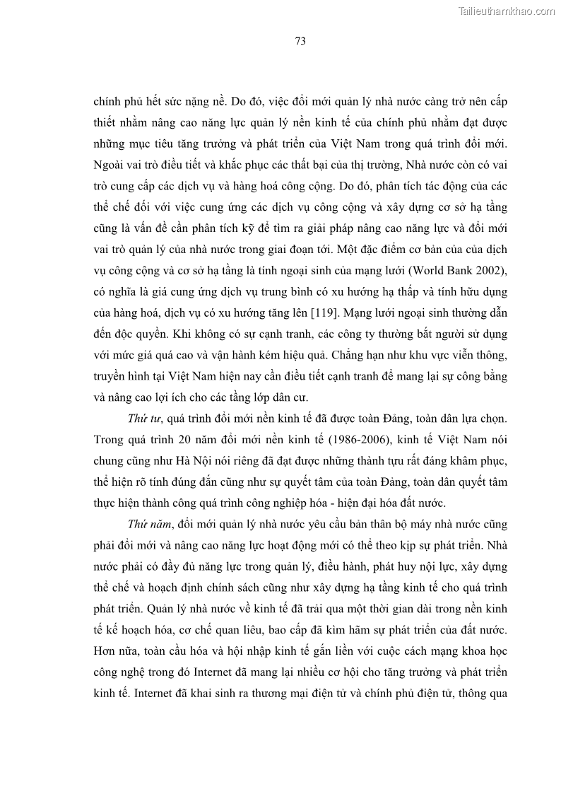 Luận án tiến sĩ kinh tế Đổi mới sự quản lý nhà nước đối với sự phát triển thương mại trên địa bàn thành phố Hà Nội - 13 Trang 73