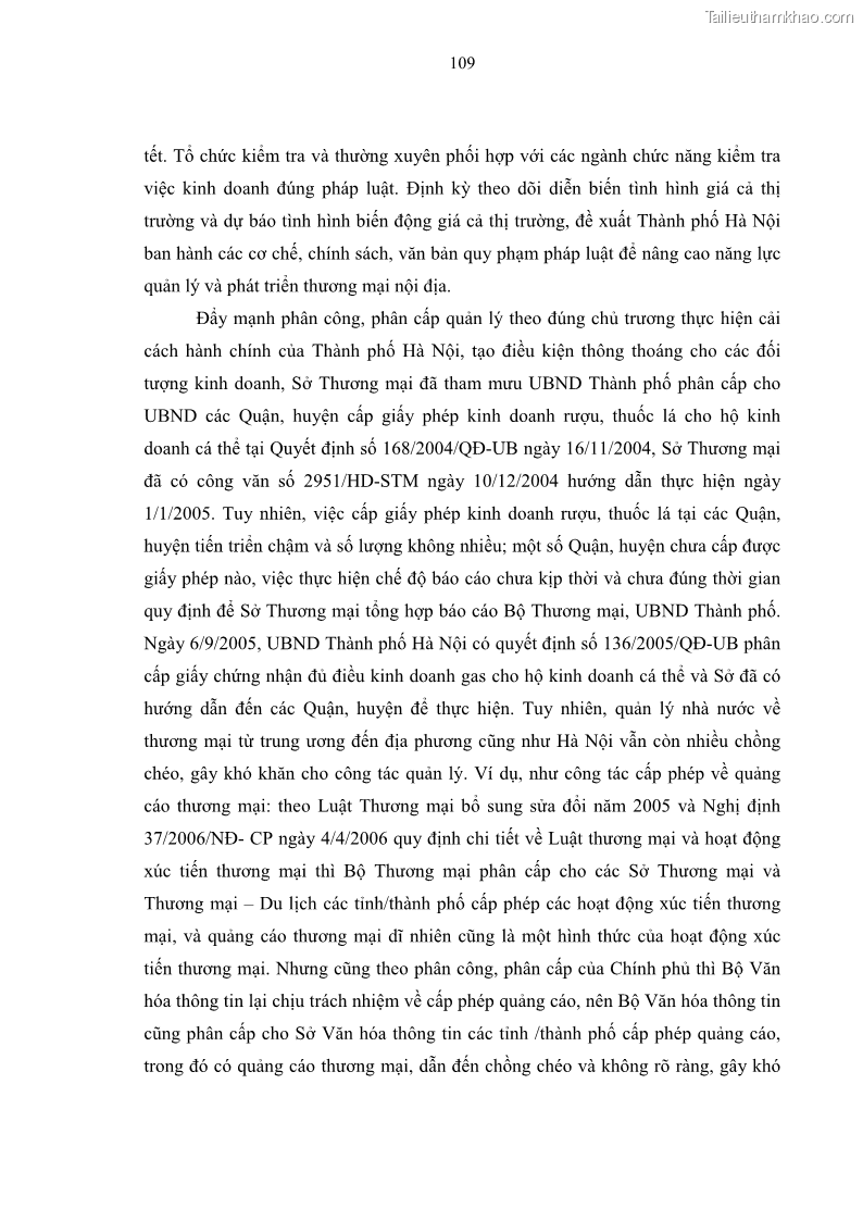 Luận án tiến sĩ kinh tế Đổi mới sự quản lý nhà nước đối với sự phát triển thương mại trên địa bàn thành phố Hà Nội - 19 Trang 109
