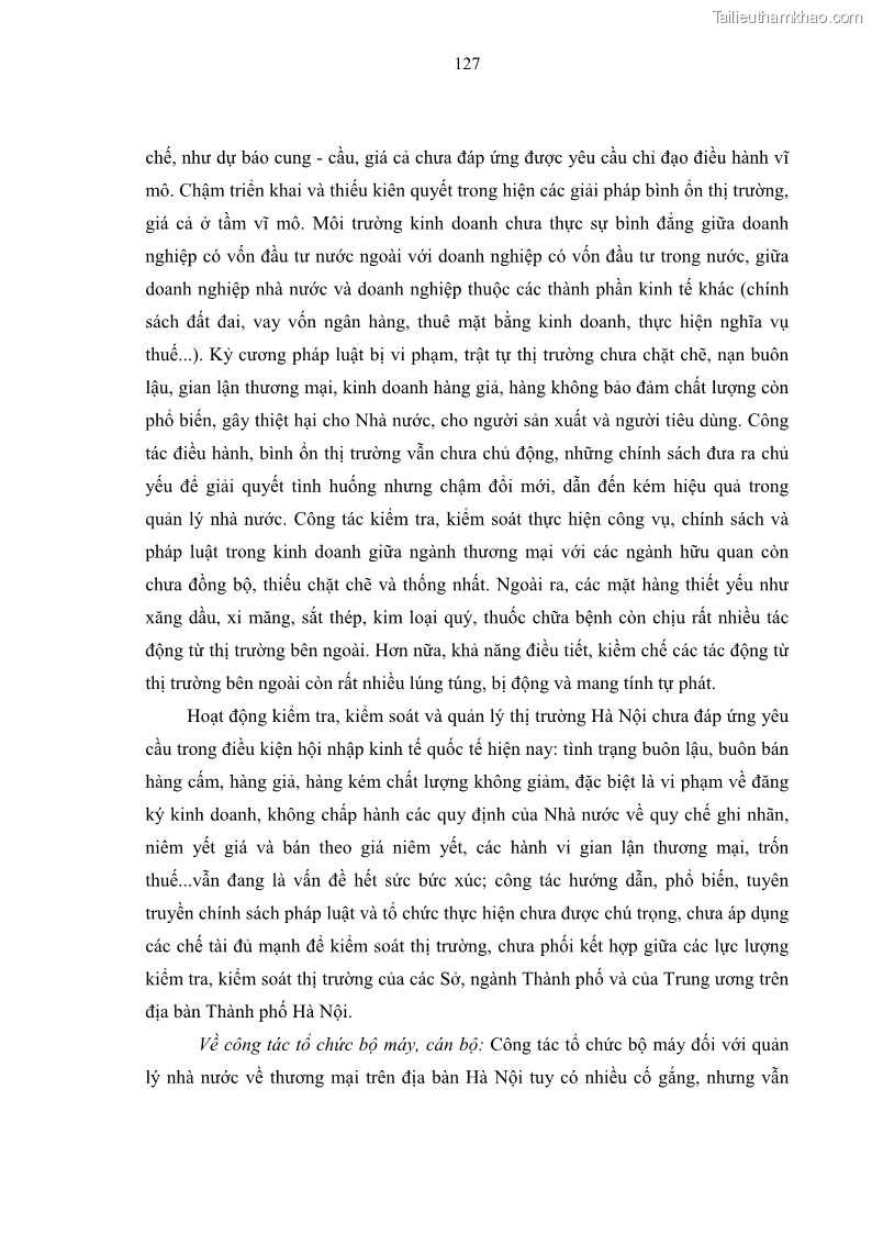 Luận án tiến sĩ kinh tế Đổi mới sự quản lý nhà nước đối với sự phát triển thương mại trên địa bàn thành phố Hà Nội - 22 Trang 127