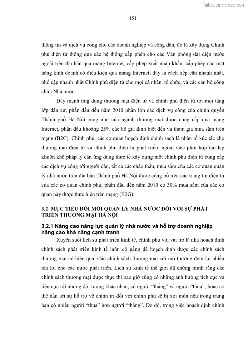 Luận án tiến sĩ kinh tế Đổi mới sự quản lý nhà nước đối với sự phát triển thương mại trên địa bàn thành phố Hà Nội - 26 Trang 151