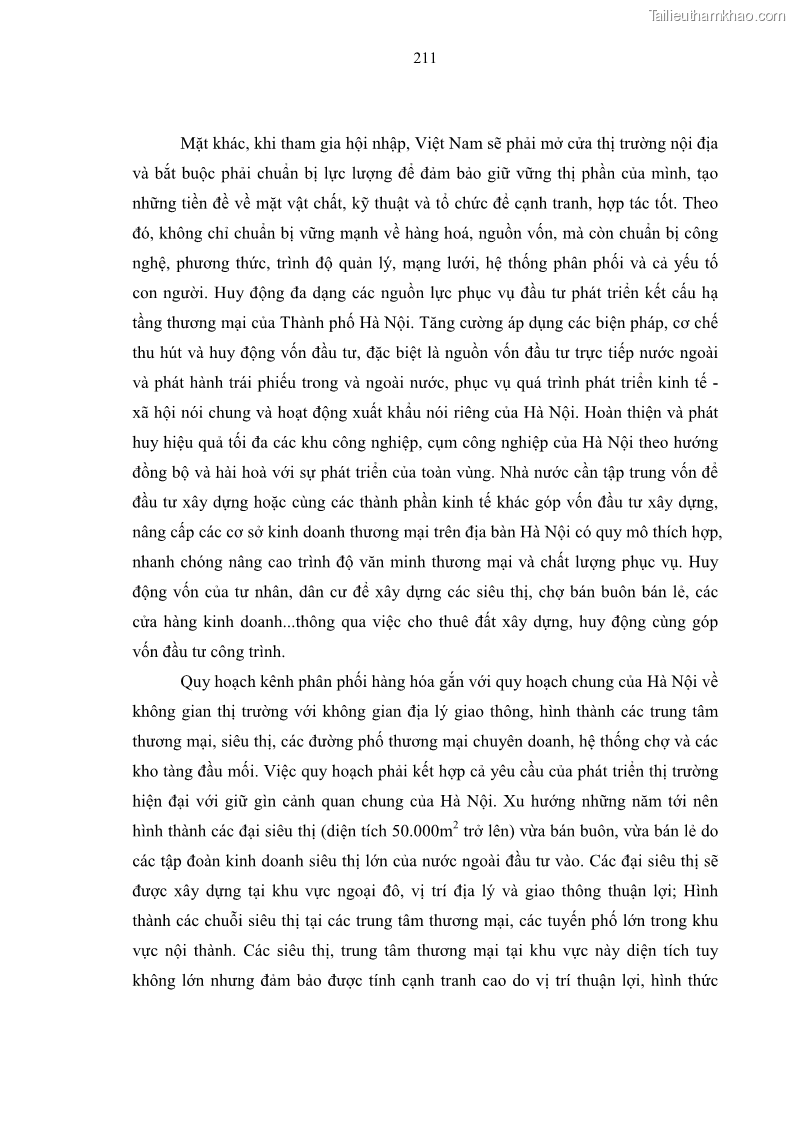 Luận án tiến sĩ kinh tế Đổi mới sự quản lý nhà nước đối với sự phát triển thương mại trên địa bàn thành phố Hà Nội - 36 Trang 211