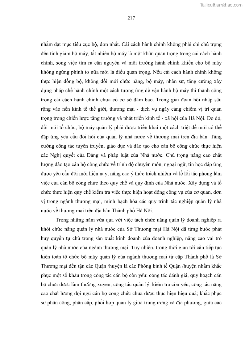 Luận án tiến sĩ kinh tế Đổi mới sự quản lý nhà nước đối với sự phát triển thương mại trên địa bàn thành phố Hà Nội - 37 Trang 217