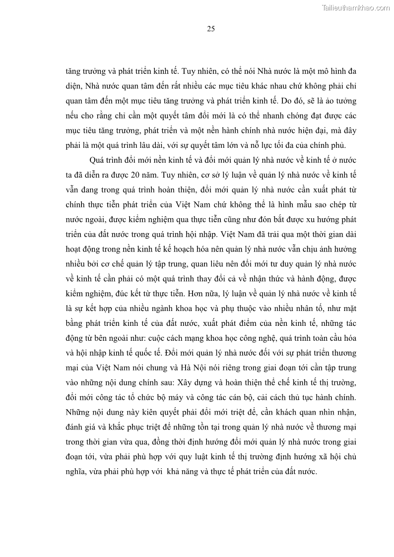 Luận án tiến sĩ kinh tế Đổi mới sự quản lý nhà nước đối với sự phát triển thương mại trên địa bàn thành phố Hà Nội - 5 Trang 25
