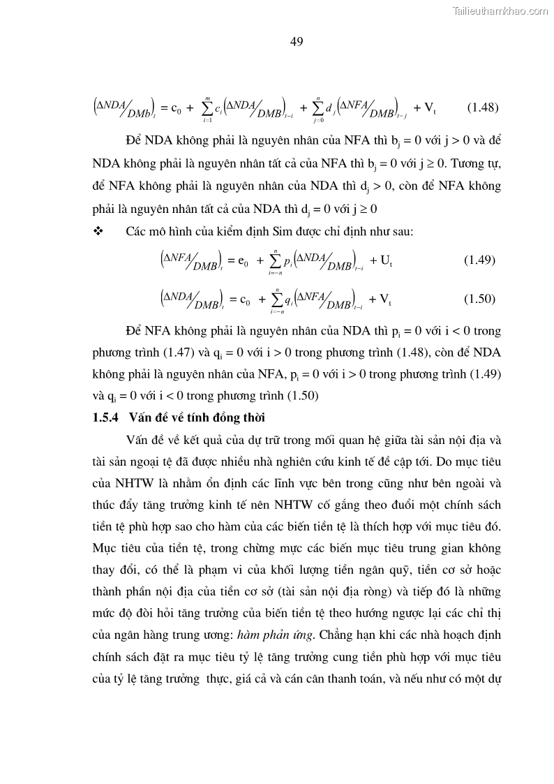 Luận án tiến sĩ kinh tế Phân tích định lượng về tác động của chính sách tiền tệ tới một số nhân tố vĩ mô của Việt Nam trong thời kì đổi mới - 10 Trang 55
