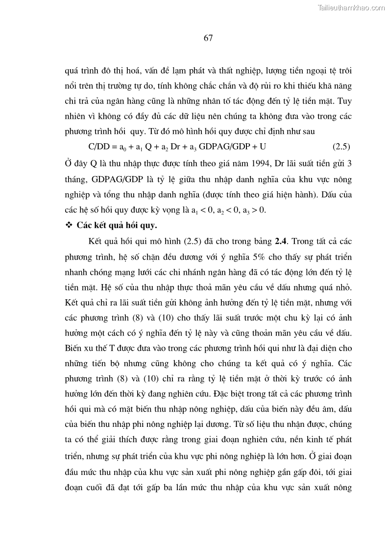 Luận án tiến sĩ kinh tế Phân tích định lượng về tác động của chính sách tiền tệ tới một số nhân tố vĩ mô của Việt Nam trong thời kì đổi mới - 13 Trang 73