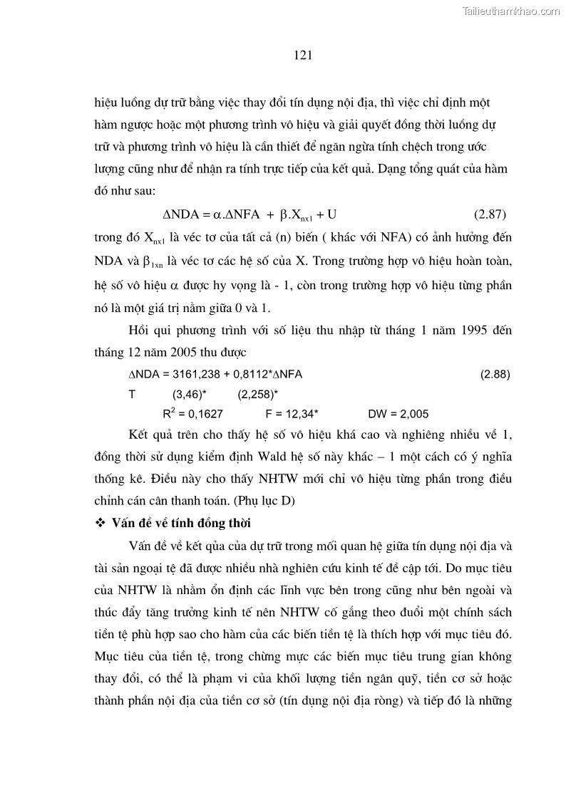 Luận án tiến sĩ kinh tế Phân tích định lượng về tác động của chính sách tiền tệ tới một số nhân tố vĩ mô của Việt Nam trong thời kì đổi mới - 22 Trang 127