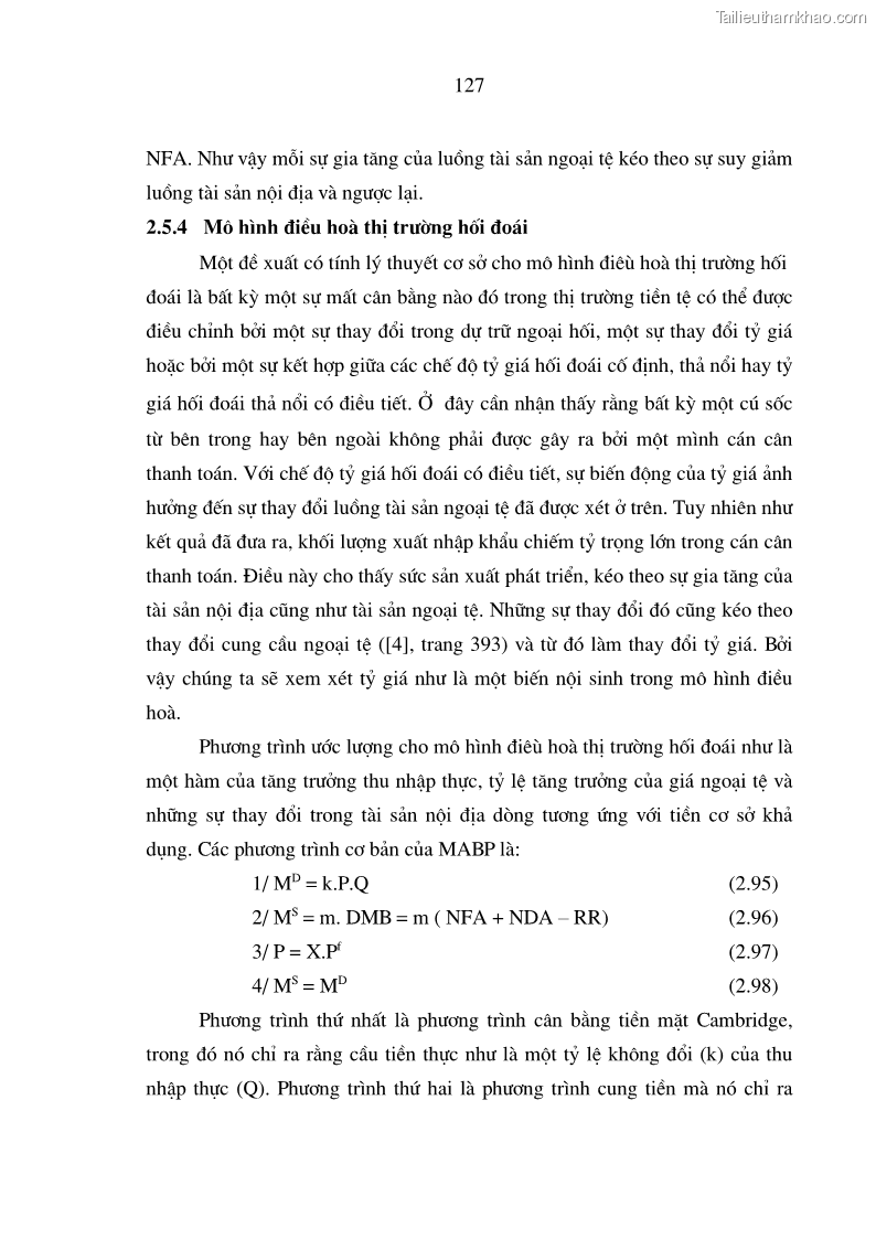 Luận án tiến sĩ kinh tế Phân tích định lượng về tác động của chính sách tiền tệ tới một số nhân tố vĩ mô của Việt Nam trong thời kì đổi mới - 23 Trang 133