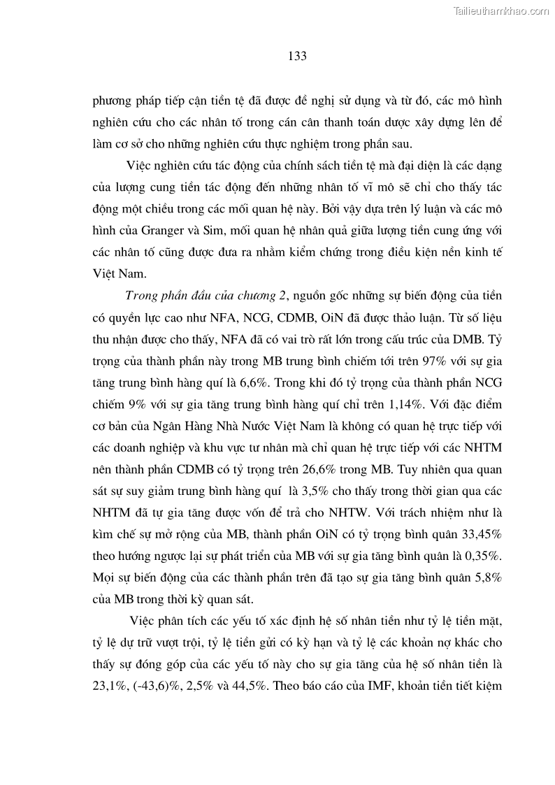 Luận án tiến sĩ kinh tế Phân tích định lượng về tác động của chính sách tiền tệ tới một số nhân tố vĩ mô của Việt Nam trong thời kì đổi mới - 24 Trang 139