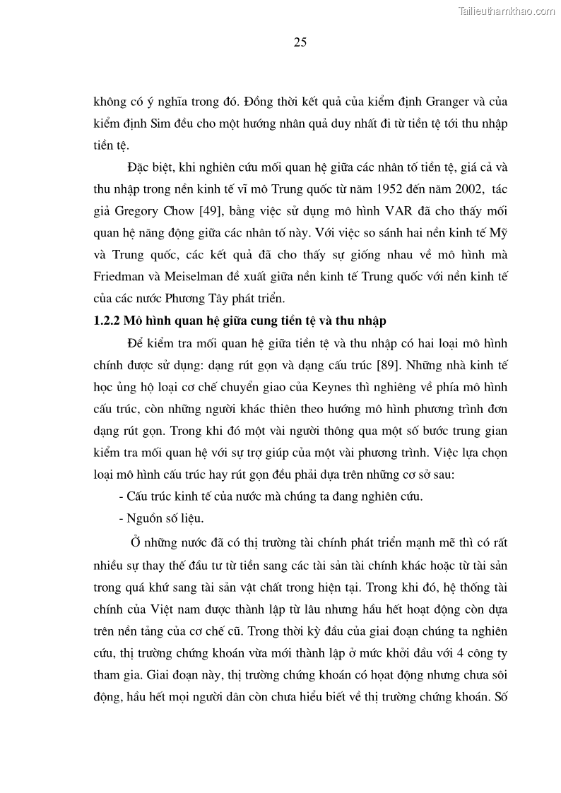 Luận án tiến sĩ kinh tế Phân tích định lượng về tác động của chính sách tiền tệ tới một số nhân tố vĩ mô của Việt Nam trong thời kì đổi mới - 6 Trang 31