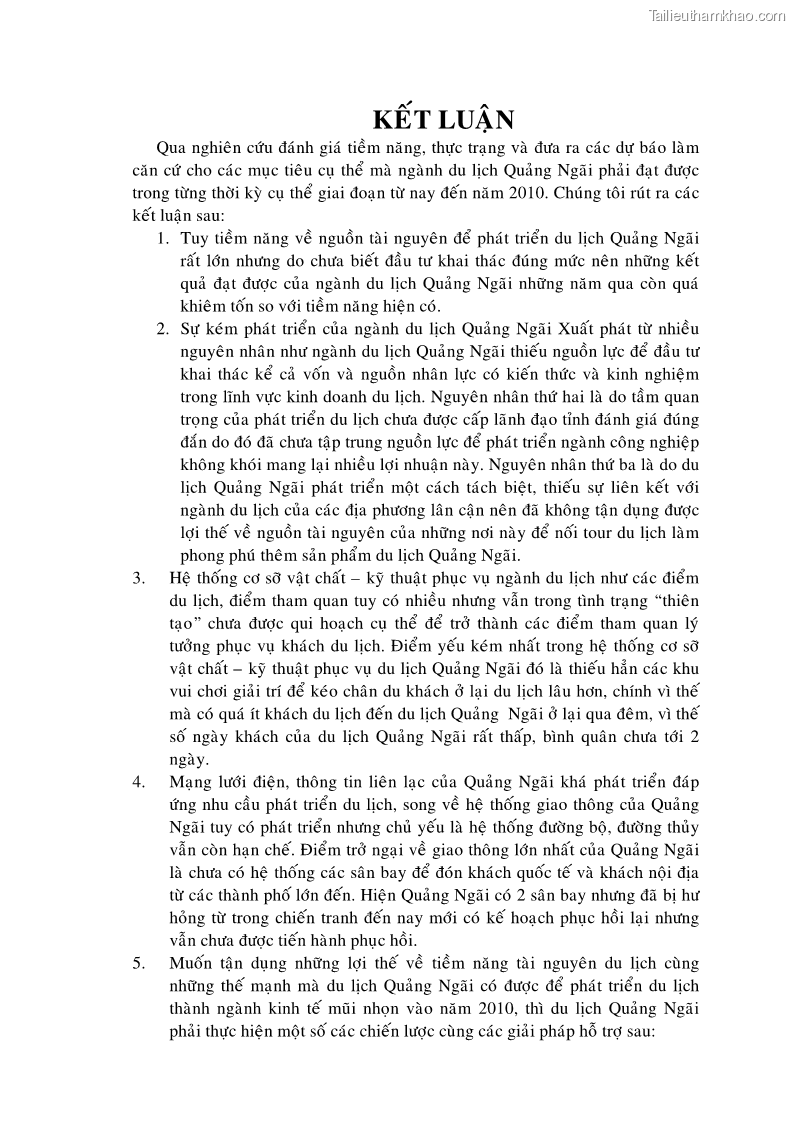 Luận văn thạc sĩ Định hướng chiến lược phát triển ngành du lịch Quảng Ngãi đến năm 2010 - 12 Trang 67