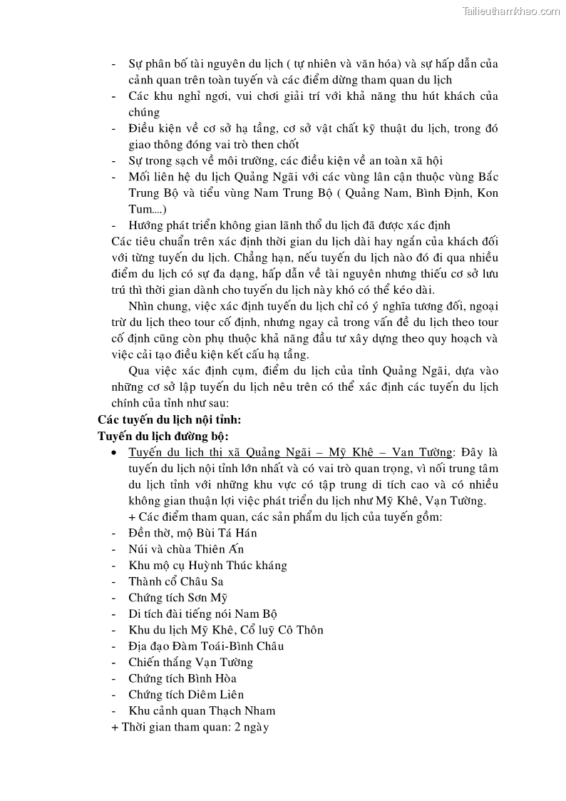 Luận văn thạc sĩ Định hướng chiến lược phát triển ngành du lịch Quảng Ngãi đến năm 2010 - 14 Trang 79
