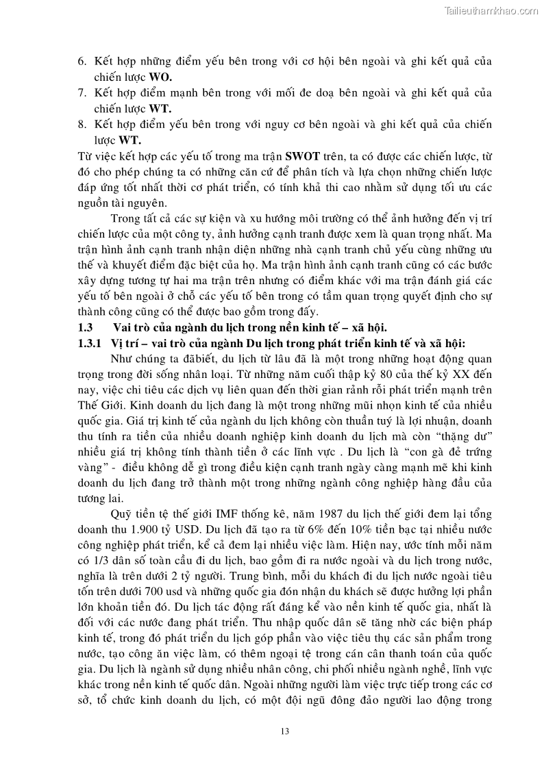 Luận văn thạc sĩ Định hướng chiến lược phát triển ngành du lịch Quảng Ngãi đến năm 2010 - 3 Trang 13
