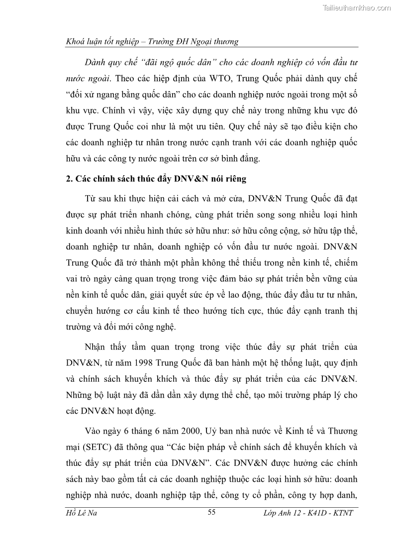 Khóa luận tốt nghiệp Tìm hiểu chính sách phát triển doanh nghiệp vừa và nhỏ Trung Quốc và một số kinh nghiệp đối với Việt Nam trong tiến trình hội nhập - 11 Trang 61