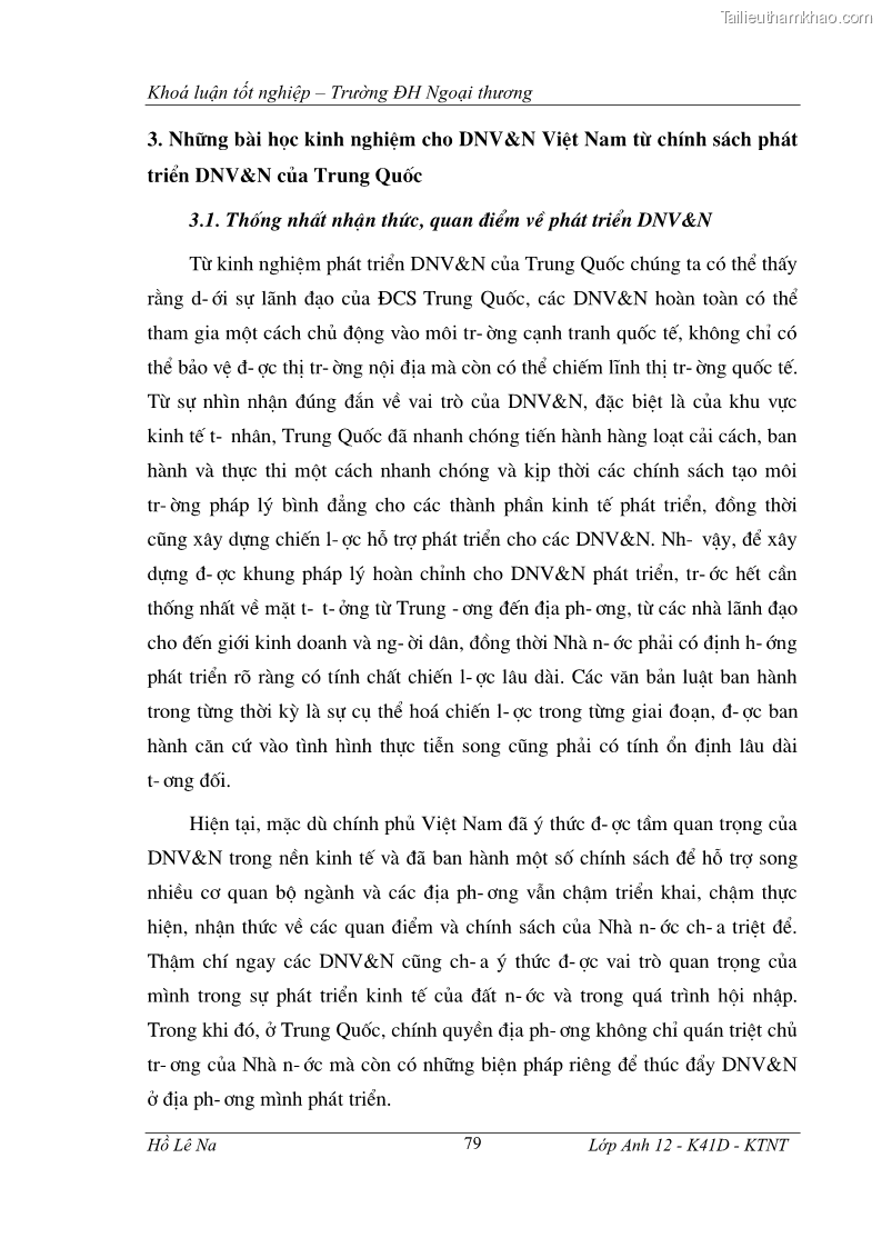 Khóa luận tốt nghiệp Tìm hiểu chính sách phát triển doanh nghiệp vừa và nhỏ Trung Quốc và một số kinh nghiệp đối với Việt Nam trong tiến trình hội nhập - 15 Trang 85