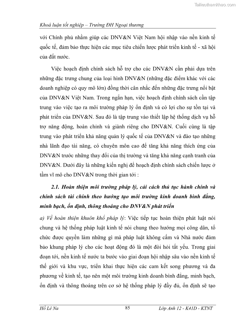Khóa luận tốt nghiệp Tìm hiểu chính sách phát triển doanh nghiệp vừa và nhỏ Trung Quốc và một số kinh nghiệp đối với Việt Nam trong tiến trình hội nhập - 16 Trang 91