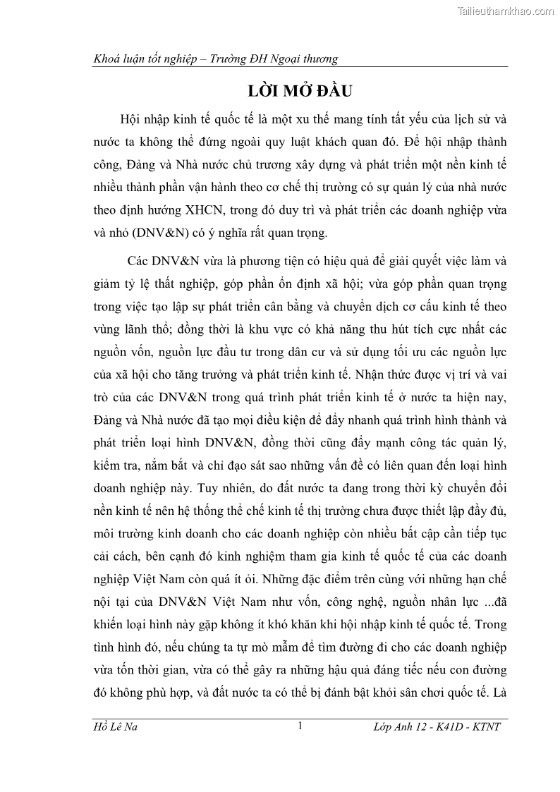 Khóa luận tốt nghiệp Tìm hiểu chính sách phát triển doanh nghiệp vừa và nhỏ Trung Quốc và một số kinh nghiệp đối với Việt Nam trong tiến trình hội nhập - 2 Trang 7
