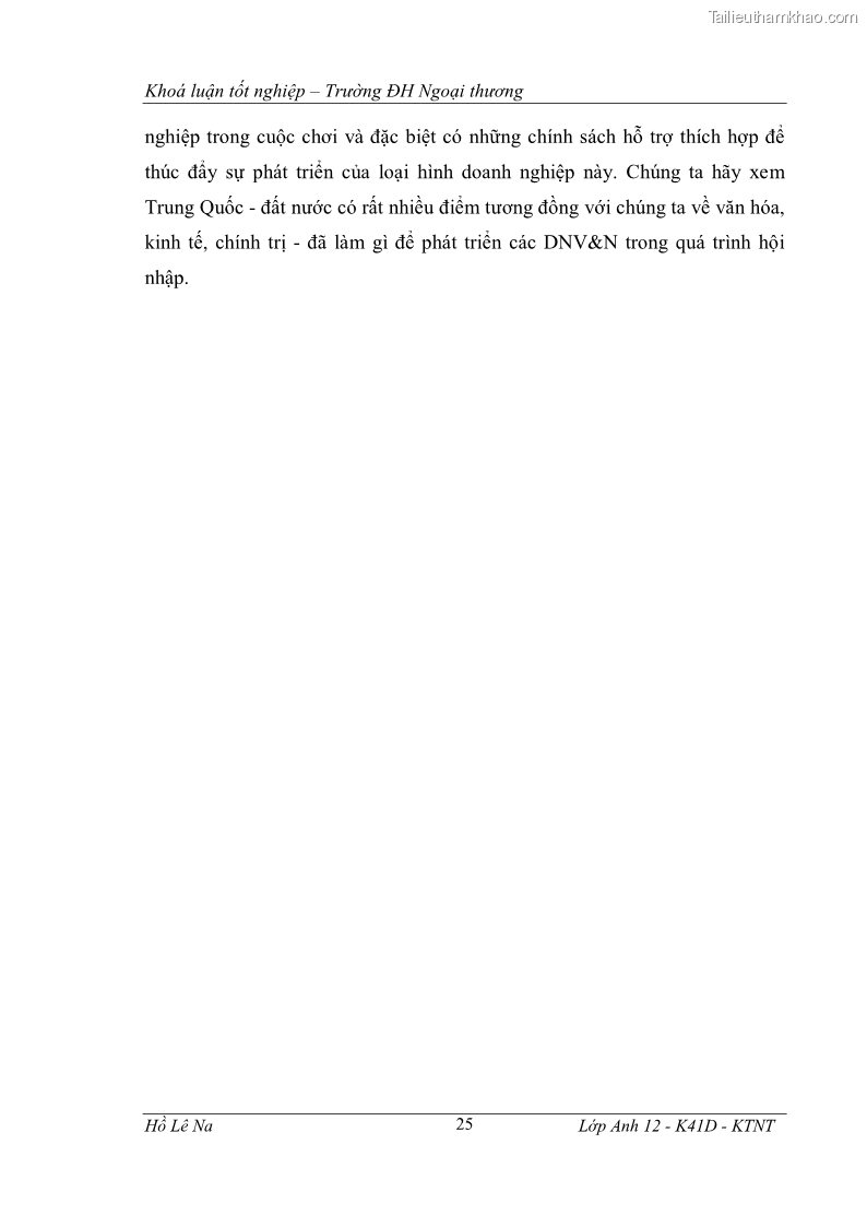 Khóa luận tốt nghiệp Tìm hiểu chính sách phát triển doanh nghiệp vừa và nhỏ Trung Quốc và một số kinh nghiệp đối với Việt Nam trong tiến trình hội nhập - 6 Trang 31