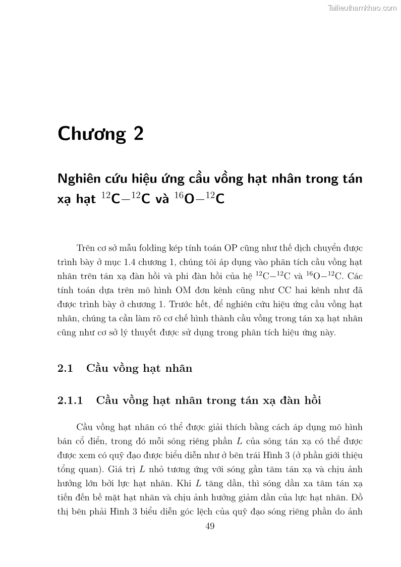 Luận án tiến sĩ vật lý Nghiên cứu hiệu ứng cầu vồng và cơ chế chuyển alpha trong tán xạ ở năng lượng thấp và trung bình - 12 Trang 67