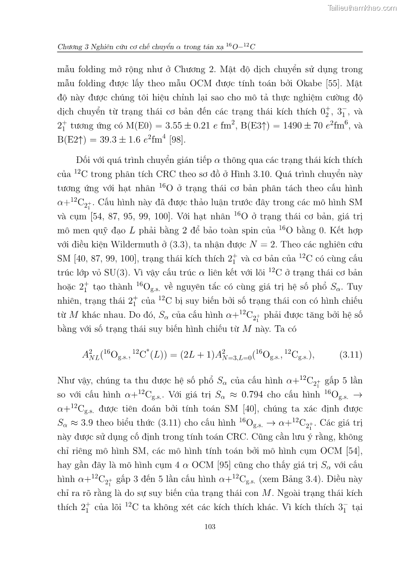 Luận án tiến sĩ vật lý Nghiên cứu hiệu ứng cầu vồng và cơ chế chuyển alpha trong tán xạ ở năng lượng thấp và trung bình - 21 Trang 121