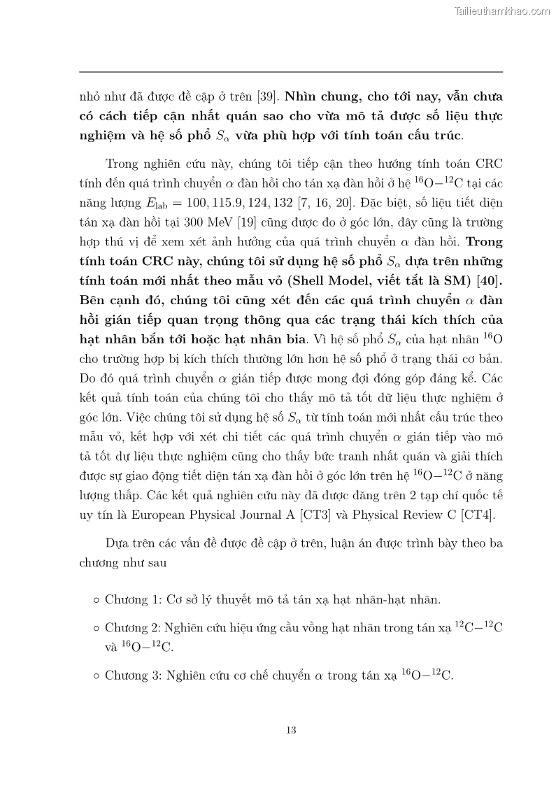 Luận án tiến sĩ vật lý Nghiên cứu hiệu ứng cầu vồng và cơ chế chuyển alpha trong tán xạ ở năng lượng thấp và trung bình - 6 Trang 31
