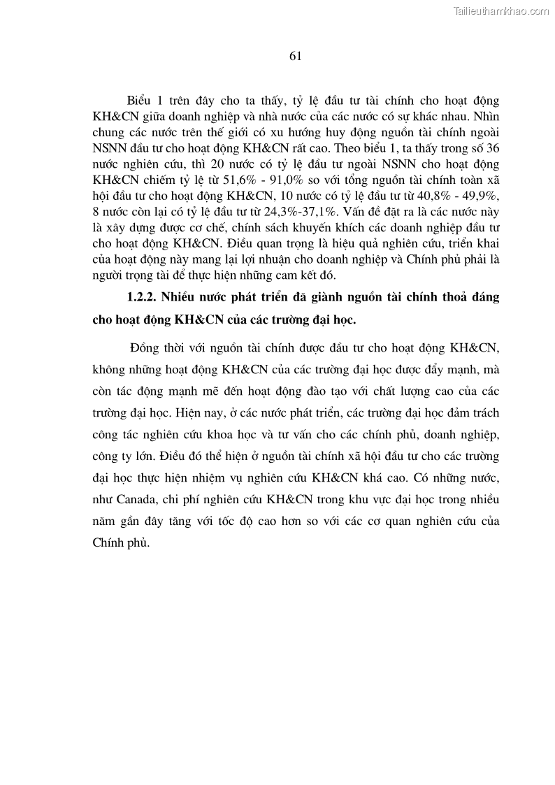 Luận án tiến sĩ kinh tế Hoàn thiện cơ chế tài chính đối với hoạt động khoa học công nghệ trong các trường Đại học ở Việt Nam - 11 Trang 61