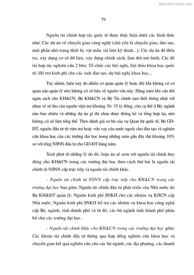 Luận án tiến sĩ kinh tế Hoàn thiện cơ chế tài chính đối với hoạt động khoa học công nghệ trong các trường Đại học ở Việt Nam - 14 Trang 79