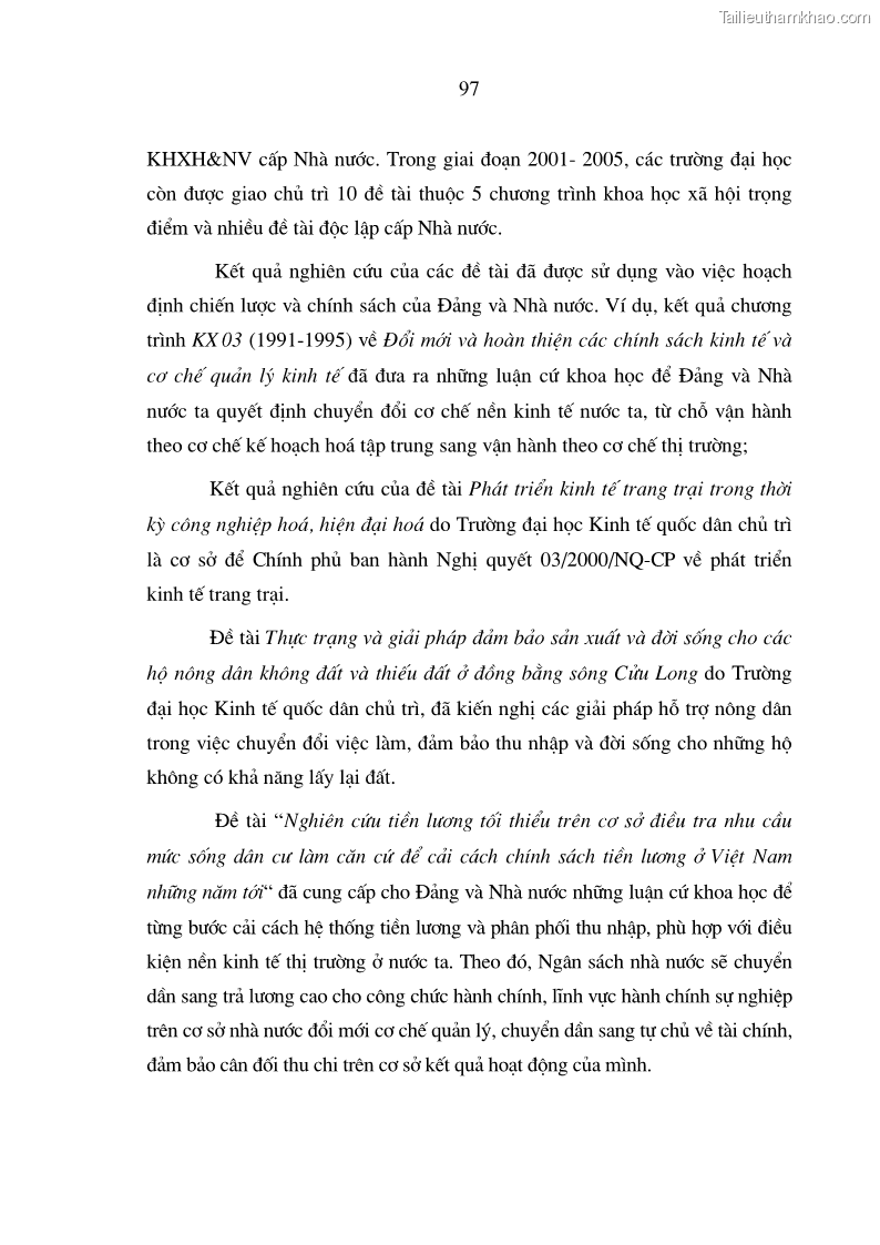Luận án tiến sĩ kinh tế Hoàn thiện cơ chế tài chính đối với hoạt động khoa học công nghệ trong các trường Đại học ở Việt Nam - 17 Trang 97