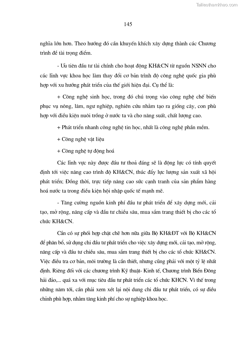 Luận án tiến sĩ kinh tế Hoàn thiện cơ chế tài chính đối với hoạt động khoa học công nghệ trong các trường Đại học ở Việt Nam - 25 Trang 145