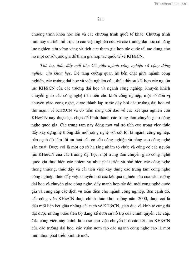 Luận án tiến sĩ kinh tế Hoàn thiện cơ chế tài chính đối với hoạt động khoa học công nghệ trong các trường Đại học ở Việt Nam - 36 Trang 211