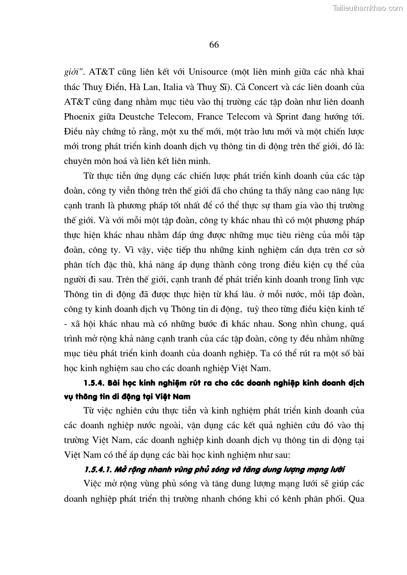 Luận án tiến sĩ kinh tế Phát triển kinh doanh của các doanh nghiệp kinh doanh dịch vụ thông tin di động tại Việt Nam - 12 Trang 67