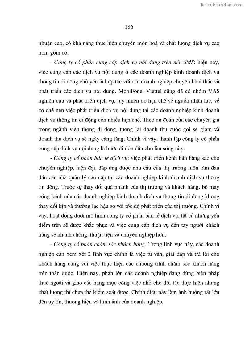 Luận án tiến sĩ kinh tế Phát triển kinh doanh của các doanh nghiệp kinh doanh dịch vụ thông tin di động tại Việt Nam - 32 Trang 187