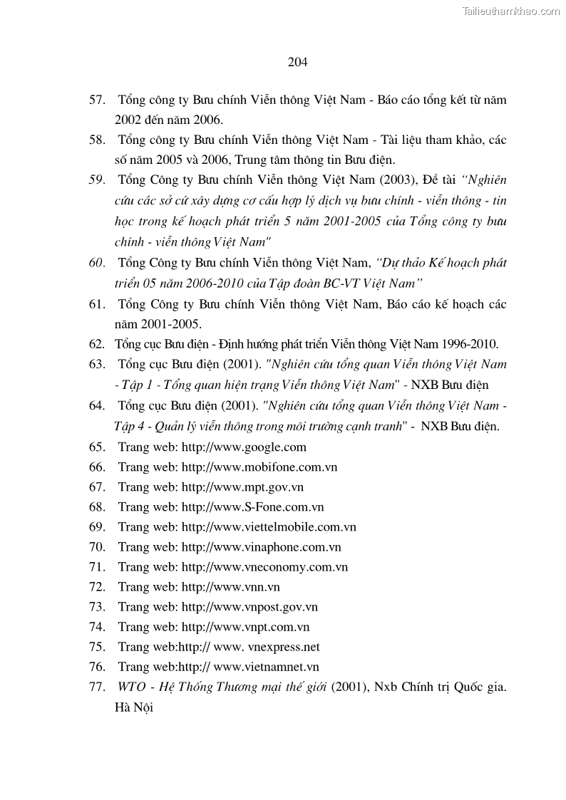 Luận án tiến sĩ kinh tế Phát triển kinh doanh của các doanh nghiệp kinh doanh dịch vụ thông tin di động tại Việt Nam - 35 Trang 205