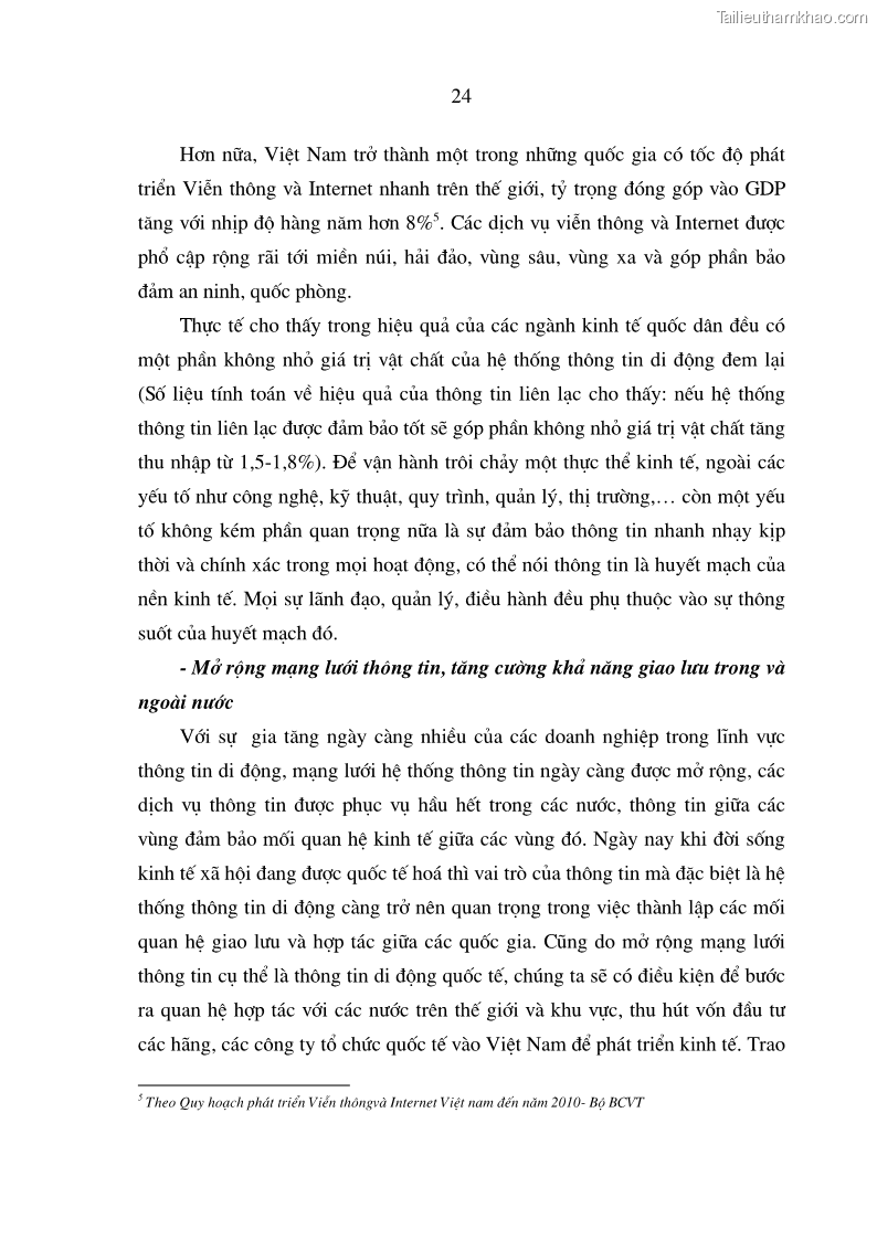 Luận án tiến sĩ kinh tế Phát triển kinh doanh của các doanh nghiệp kinh doanh dịch vụ thông tin di động tại Việt Nam - 5 Trang 25