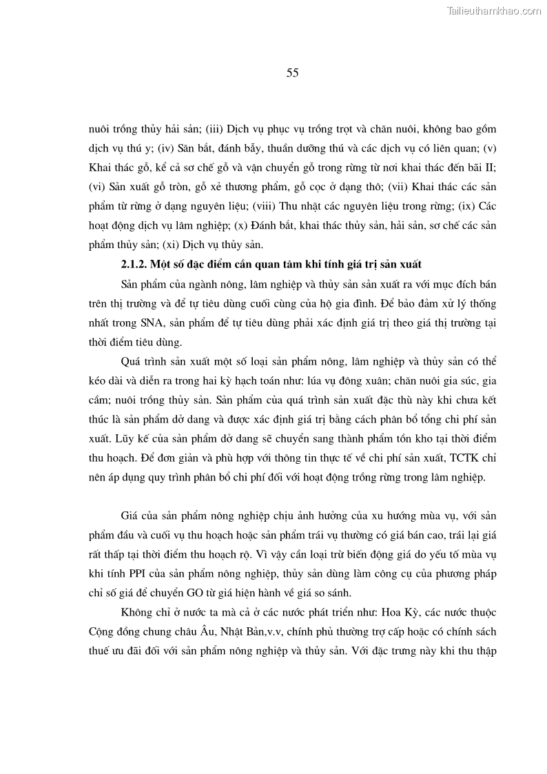 Luận án tiến sĩ kinh tế Phương pháp luận tính chỉ tiêu giá trị sản xuất các ngành sản phẩm theo giá so sánh - 11 Trang 61