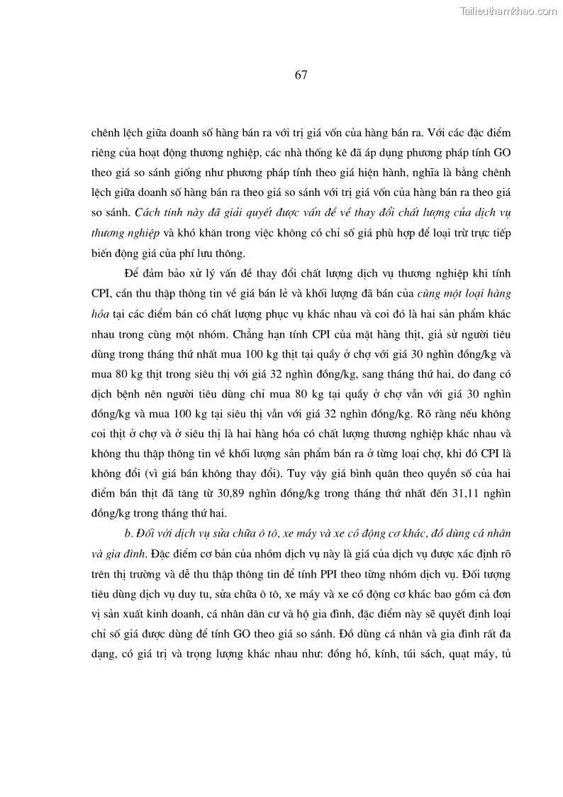 Luận án tiến sĩ kinh tế Phương pháp luận tính chỉ tiêu giá trị sản xuất các ngành sản phẩm theo giá so sánh - 13 Trang 73