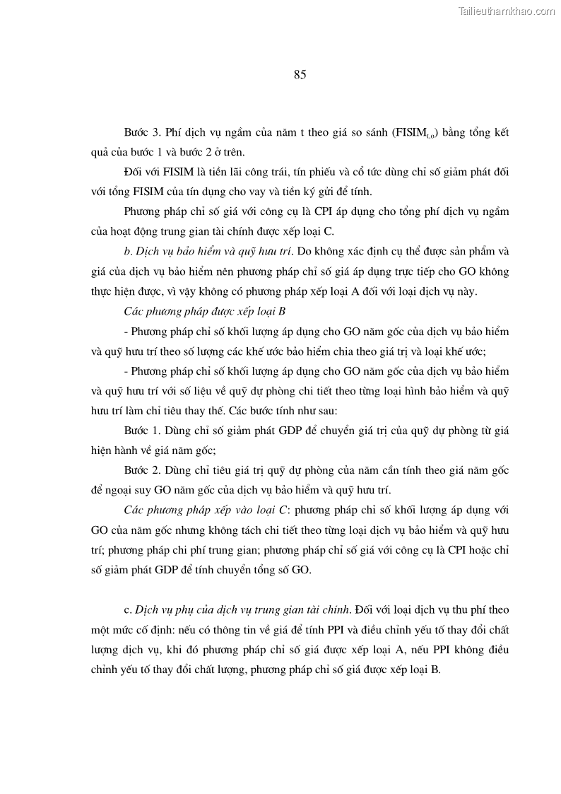 Luận án tiến sĩ kinh tế Phương pháp luận tính chỉ tiêu giá trị sản xuất các ngành sản phẩm theo giá so sánh - 16 Trang 91