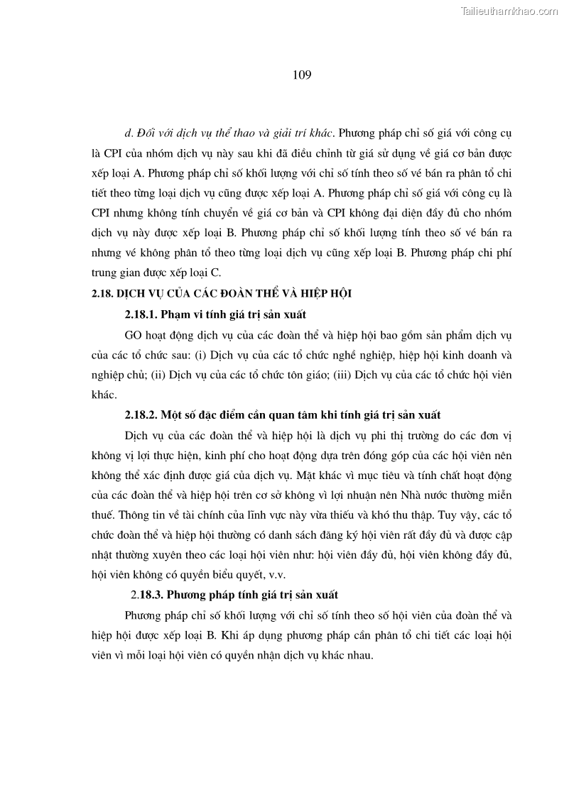 Luận án tiến sĩ kinh tế Phương pháp luận tính chỉ tiêu giá trị sản xuất các ngành sản phẩm theo giá so sánh - 20 Trang 115