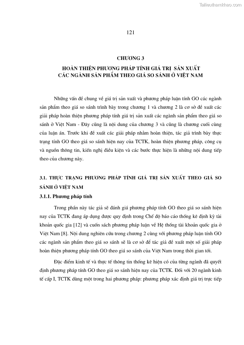 Luận án tiến sĩ kinh tế Phương pháp luận tính chỉ tiêu giá trị sản xuất các ngành sản phẩm theo giá so sánh - 22 Trang 127