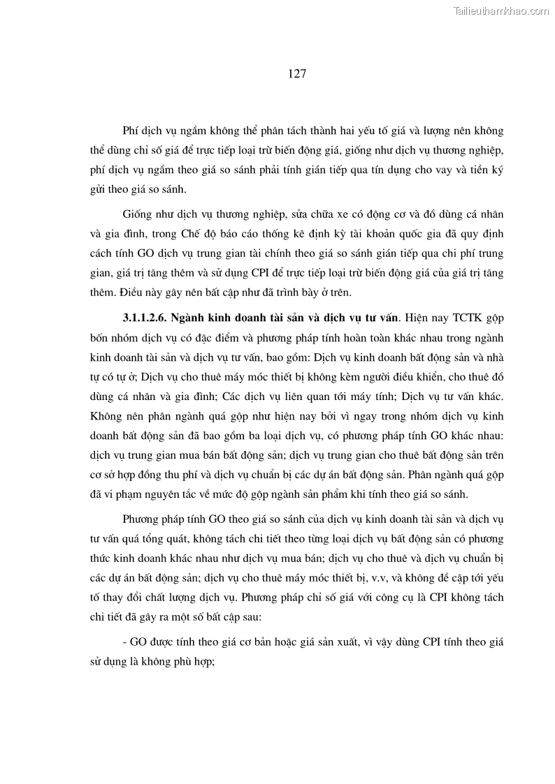Luận án tiến sĩ kinh tế Phương pháp luận tính chỉ tiêu giá trị sản xuất các ngành sản phẩm theo giá so sánh - 23 Trang 133